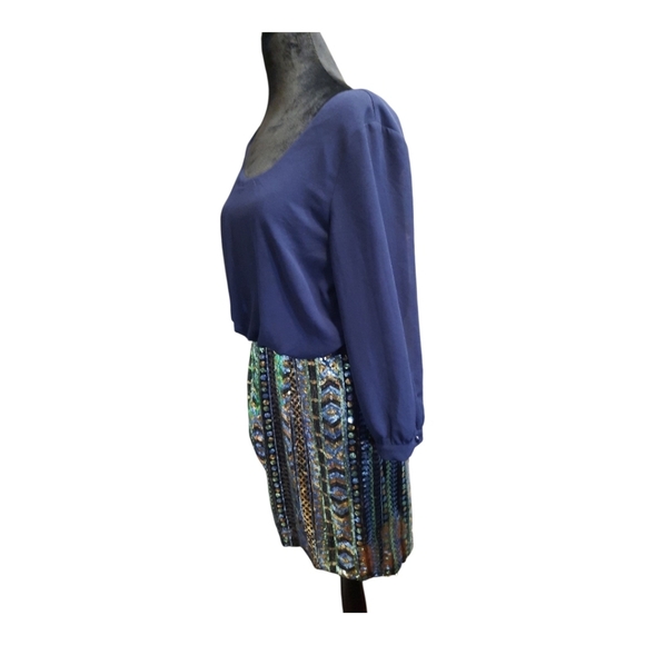 NWT Dani Collection Elegant Blue and Multicolor Women's Dress Size L - Picture 6 of 13
